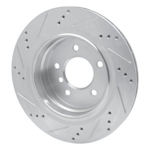 BMW M3 Brake Rotor (1) - Rear - R1 Concepts - Drilled & Slotted - Silver - `95-`02